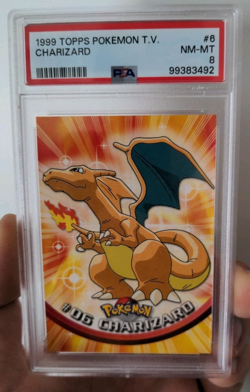 PSA 8 Topps Charizard Red Logo 4th Print Run #6 1999 TV Animation Edition