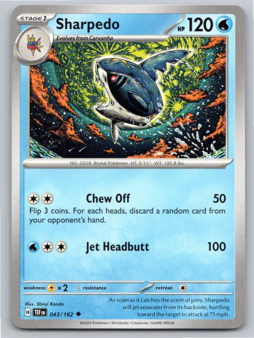 2024 POKEMON SHARPEDO TEMPORAL FORCES 043/162 UNCOMMON NM A27187 FREE S&H