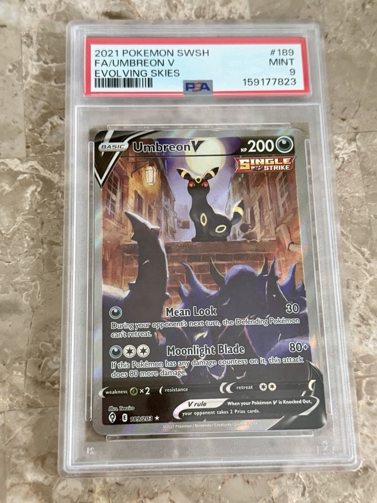 POKEMON UMBREON V 189/203 ALTERNATE FULL ART SWSH EVOLVING SKIES 2021 PSA 9