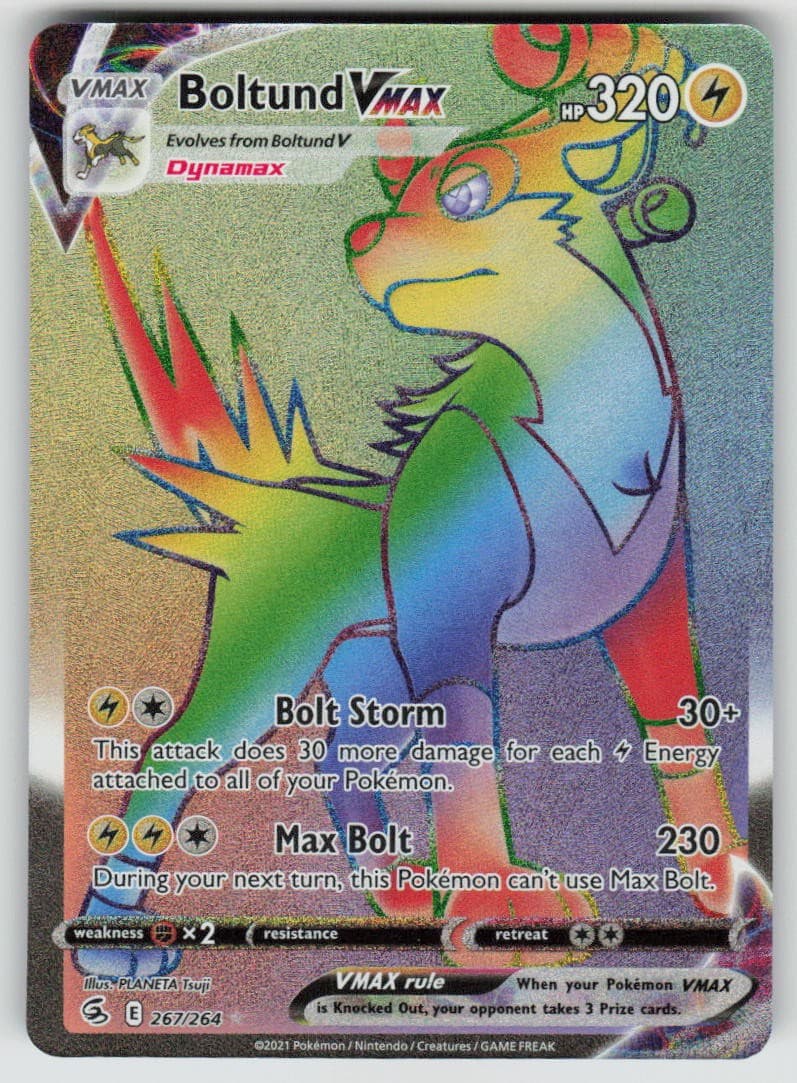 Boltund VMAX Holo 267/264 Rainbow Rare Fusion Strike Pokemon NM