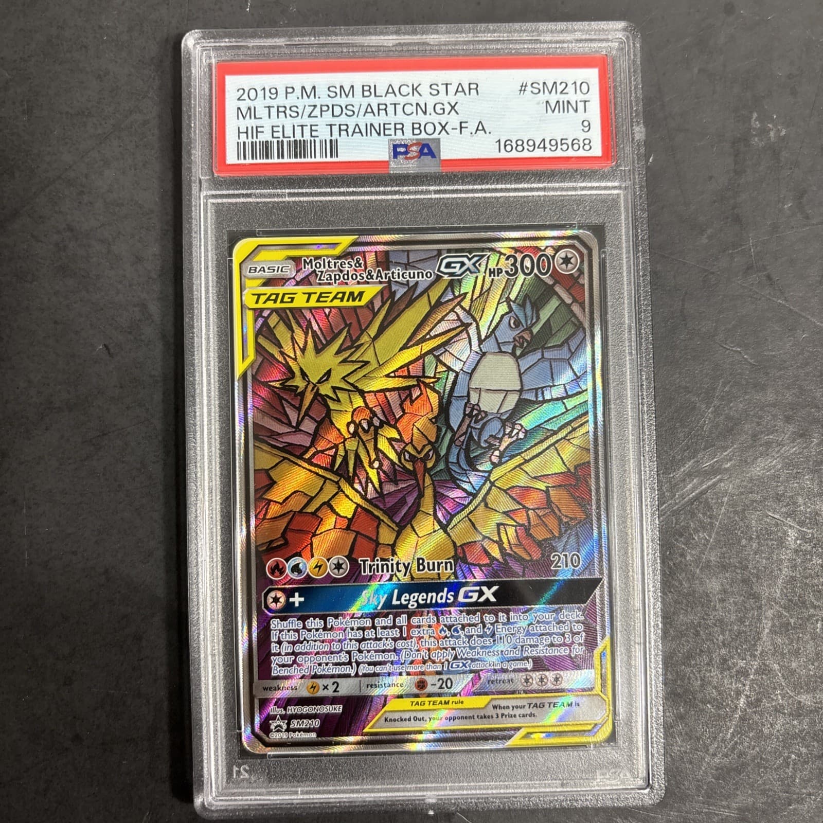 Pokemon TCG: PSA 9 Moltres & Zapdos & Articuno GX SM210 - 2019 Black Star Promo