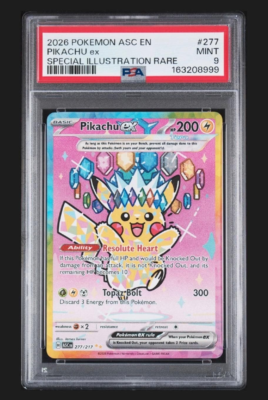 Pokemon Pikachu ex 277/217 Me: Ascended Heroes SIR Holo PSA 9