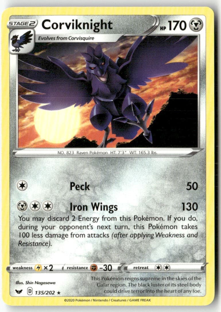 Corviknight 135/202 Rare Sword & Shield Pokemon LP