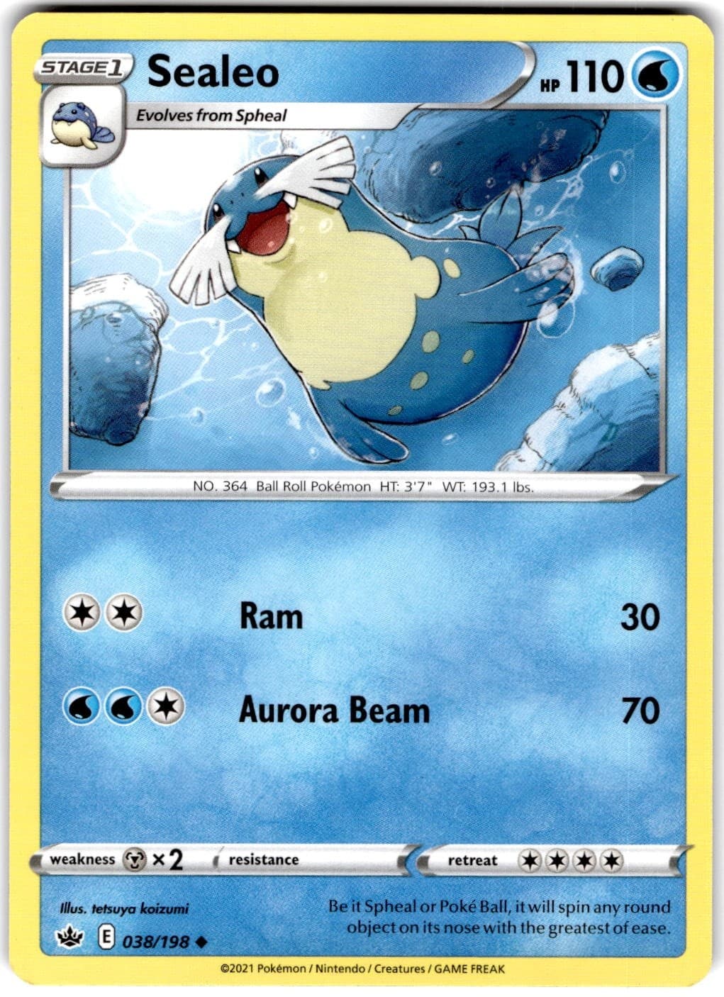 Pokemon Sealeo Chilling Reign 38 Non Holo English