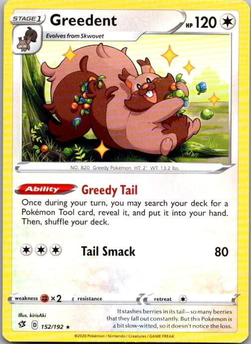 Greedent 152/192 Rare Rebel Clash Pokemon Near Mint