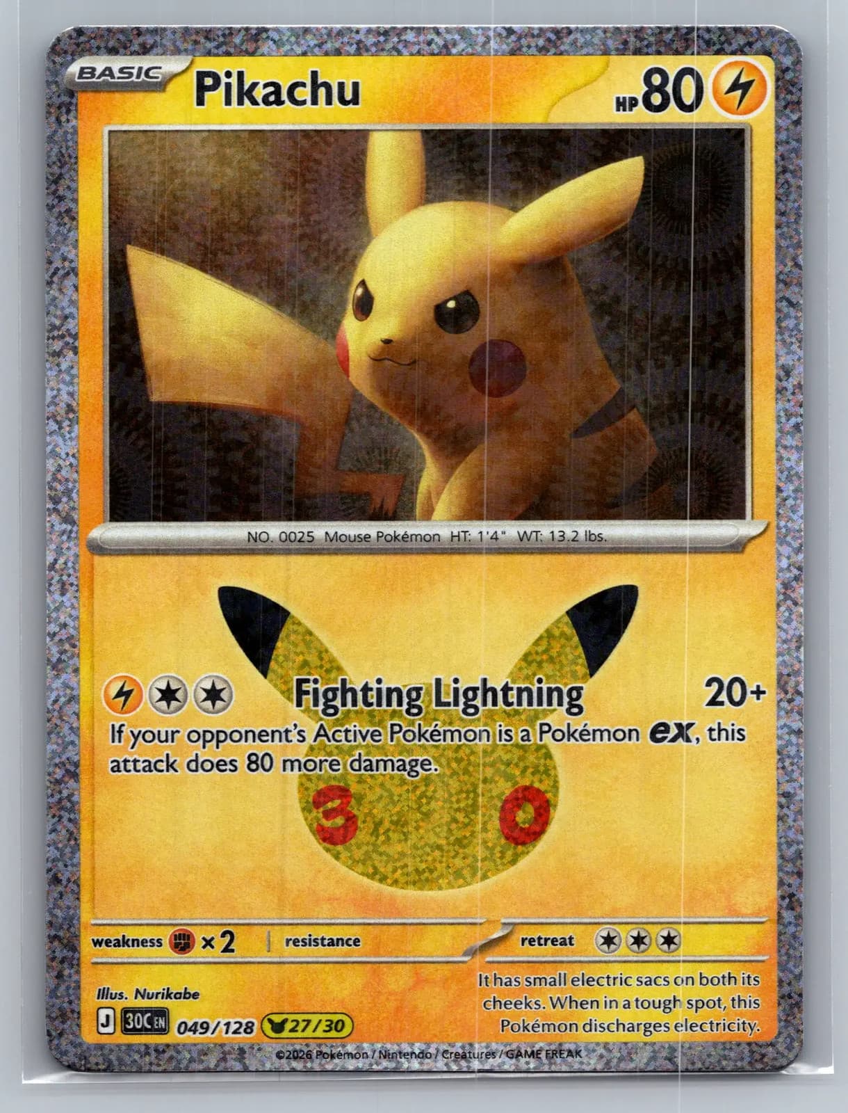 Pikachu #49/128 2026 30th Celebration Pokemon TCG