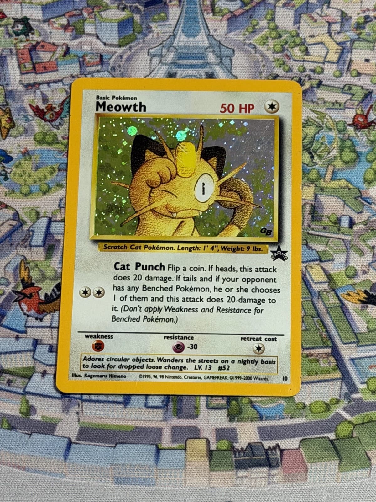 Pokemon TCG Meowth 2000 Wizards of the Coast Black Star Promo #10 LP EX Card