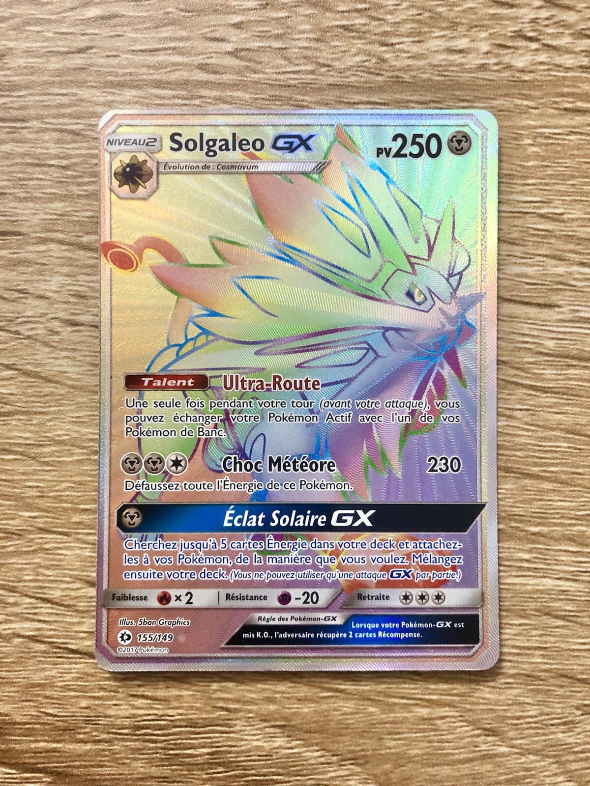 CARTE POKEMON SOLGALEO GX 155/149 Secrète RAINBOW SOLEIL et LUNE SL1 - FR