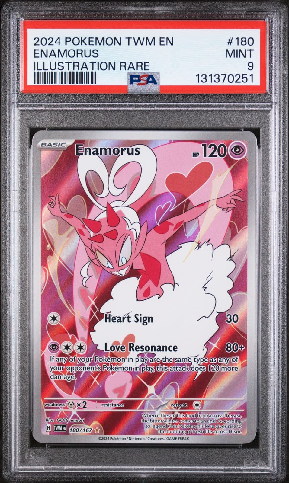 2024 Pokemon Twm En-Twilight Masquerade #180 Enamorus Illustration Rare PSA 9