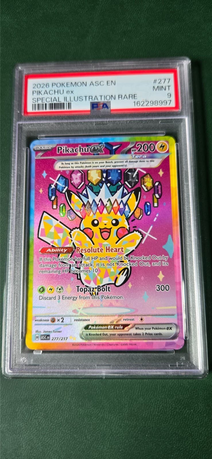 Pokémon Pikachu ex 277/217 Me: Ascended Heroes SIR Holo PSA 9 English