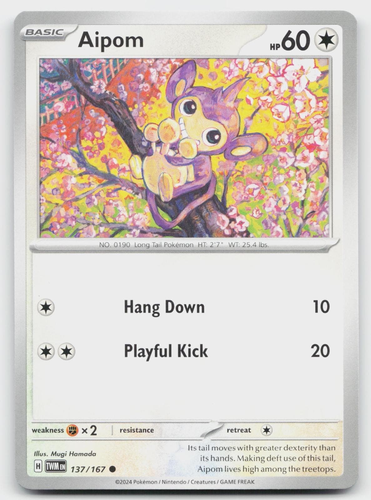 Aipom 137/167 Common Twilight Masquerade Pokemon Near Mint