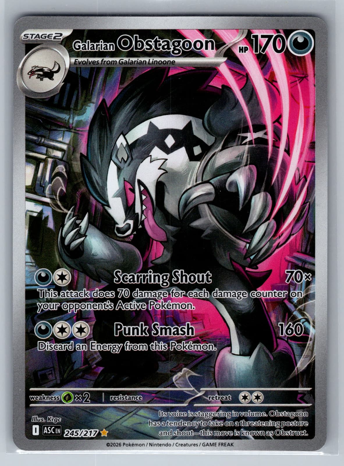 Galarian Obstagoon #245/217 2026 Mega Evolution – Ascended Heroes Pokemon TCG