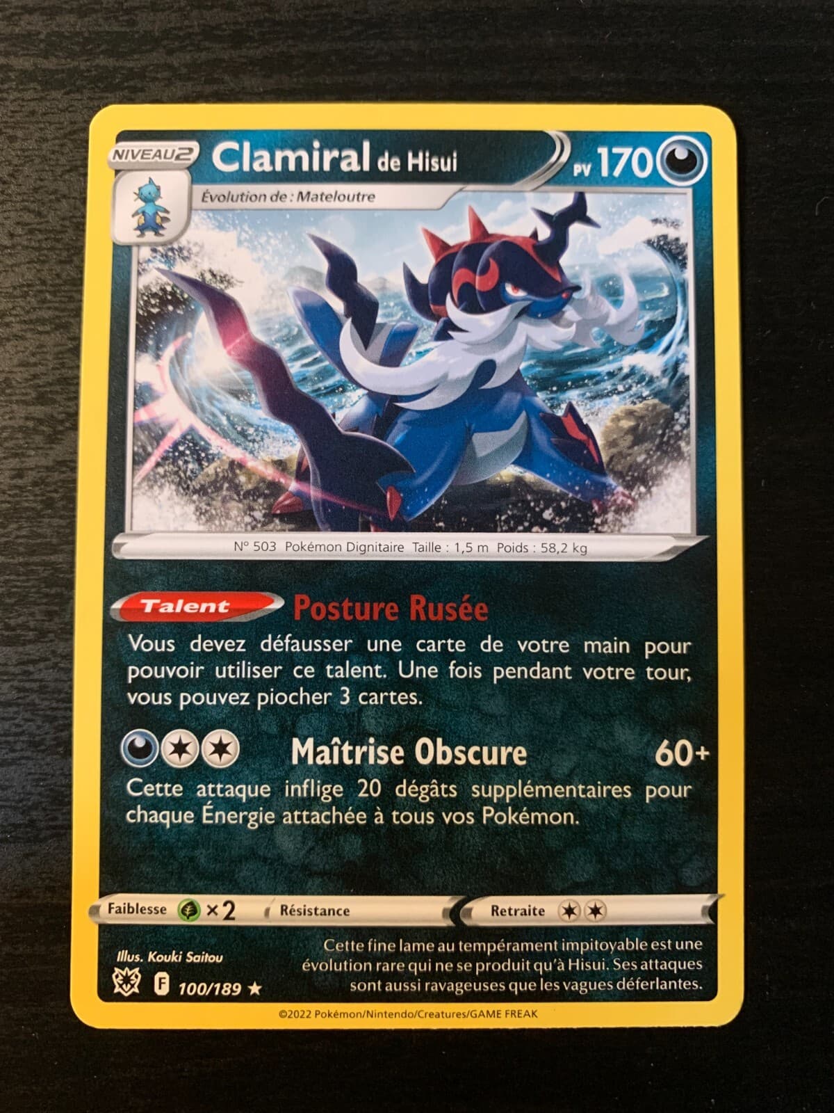 Carte Pokémon RARE Clamiral de Hisui 100/189 EB10 Astres Radieux FR NEUF