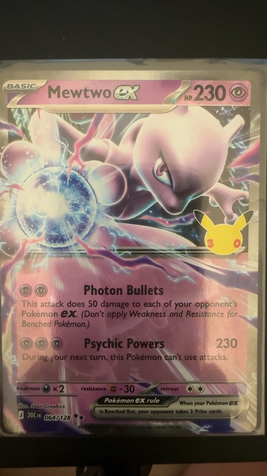Mewtwo ex 30th Celebration #64/128 Holo Pokemon TCG English
