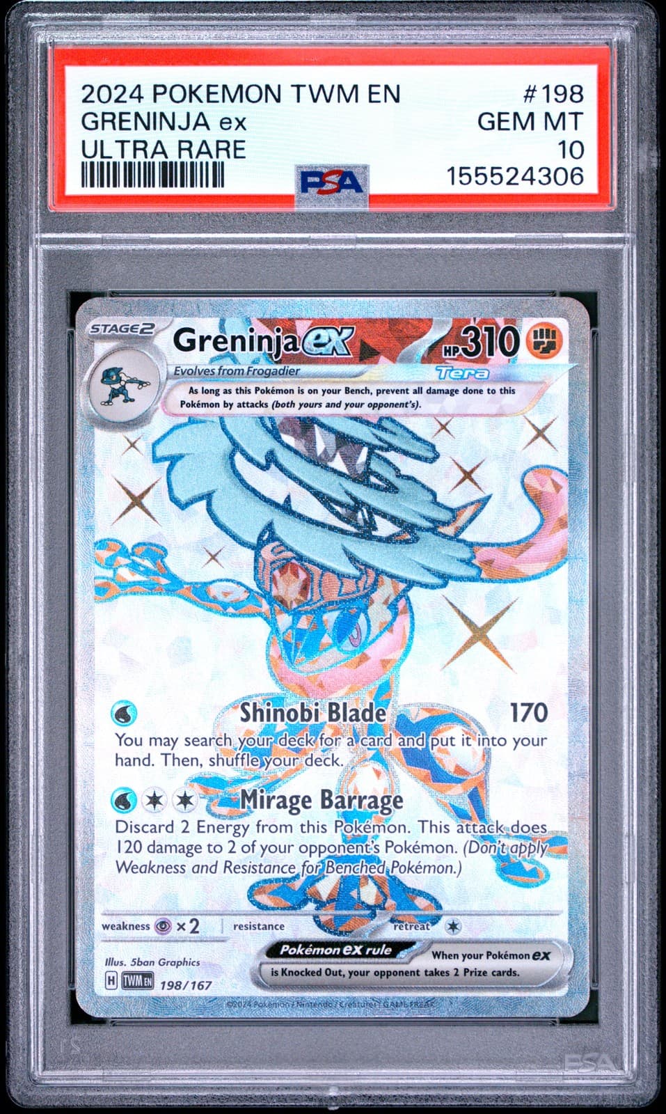 Greninja EX 198/167 Ultra Rare Twm En-twilight Masquerade Pokemon PSA 10