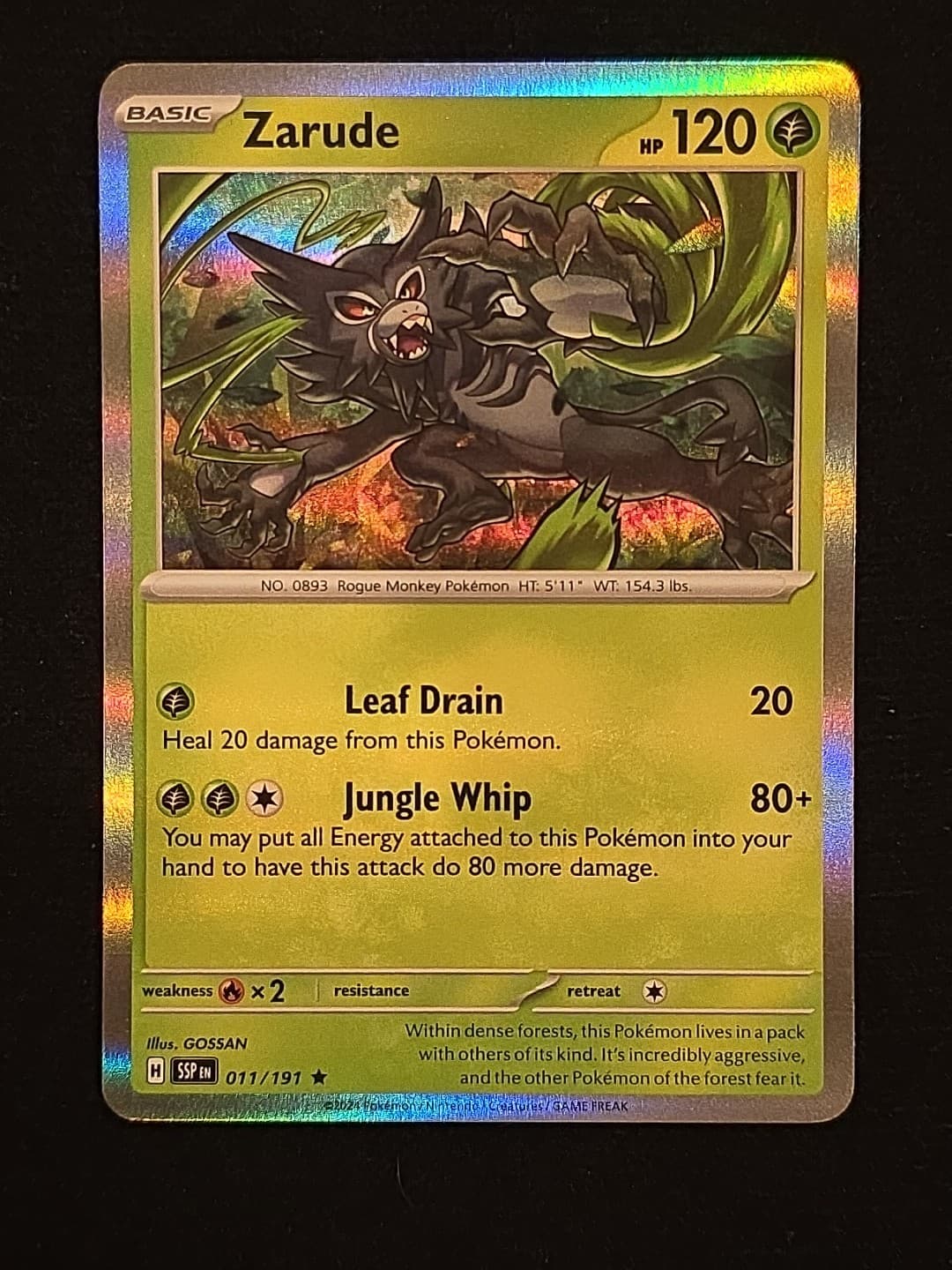 Zarude 11/191 - Pokemon Surging Sparks - Holo - Mint Pack Fresh