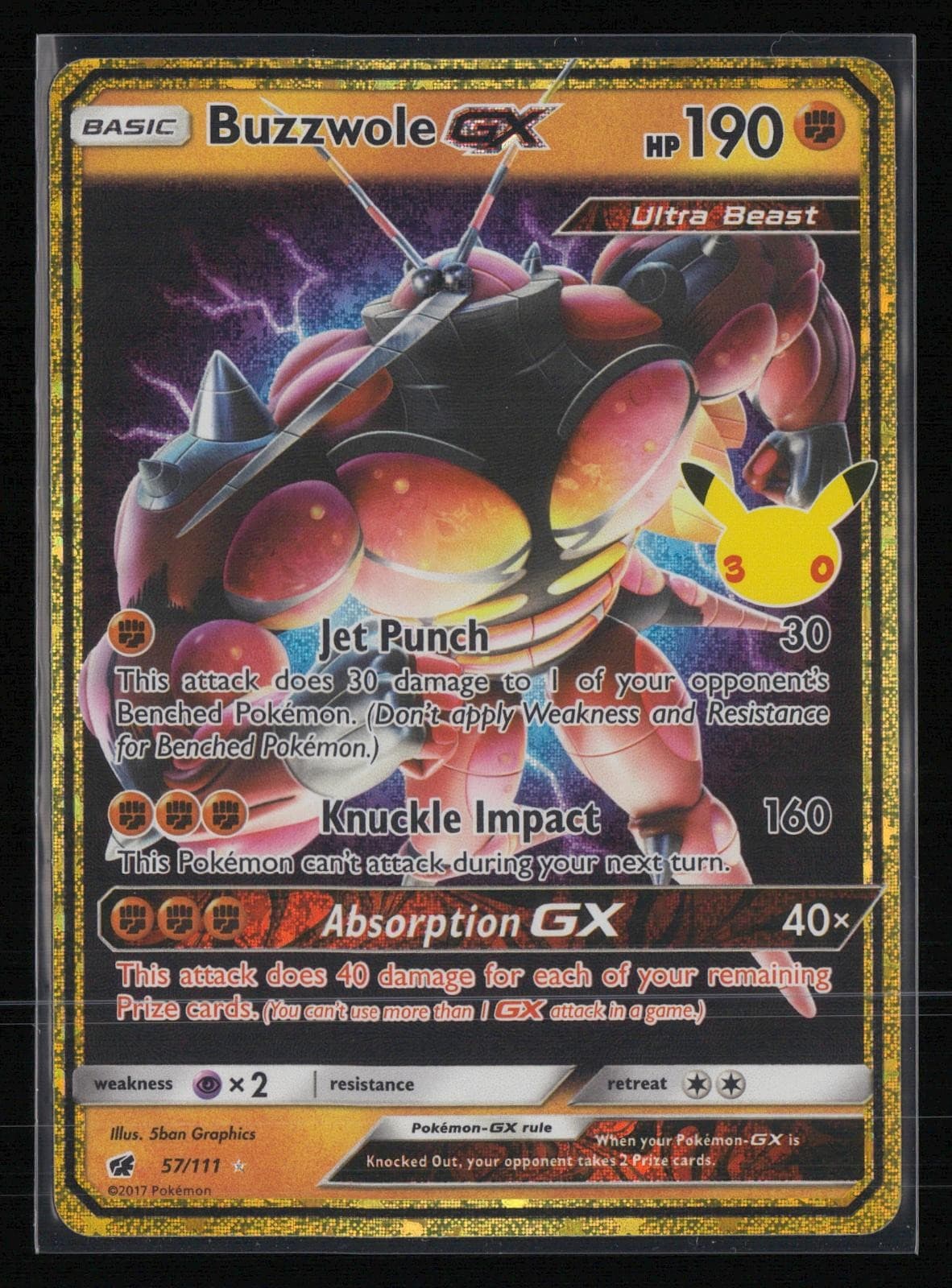 Buzzwole GX 57/111 Holo ME: 30th Celebration Classic Collection Pokemon NM