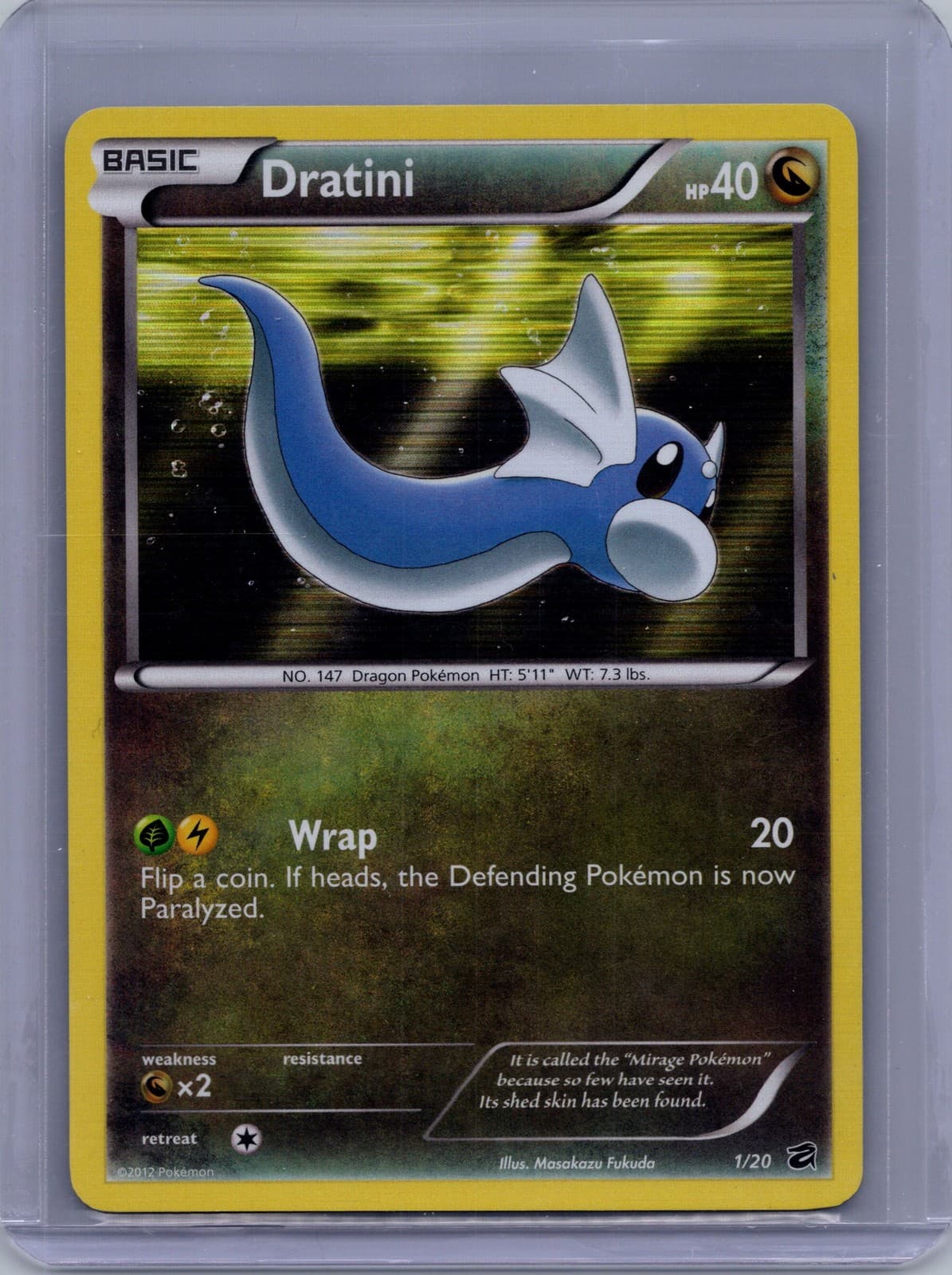 2012 Pokémon TCG Dragon Vault Dratini #1/20 Holo Rare Holo NM