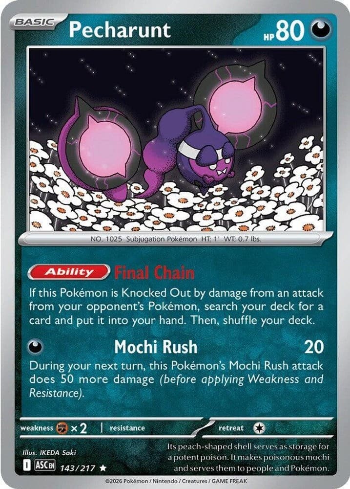Pokemon Pecharunt 143/217 ME: Ascended Heroes Rare Holofoil LP