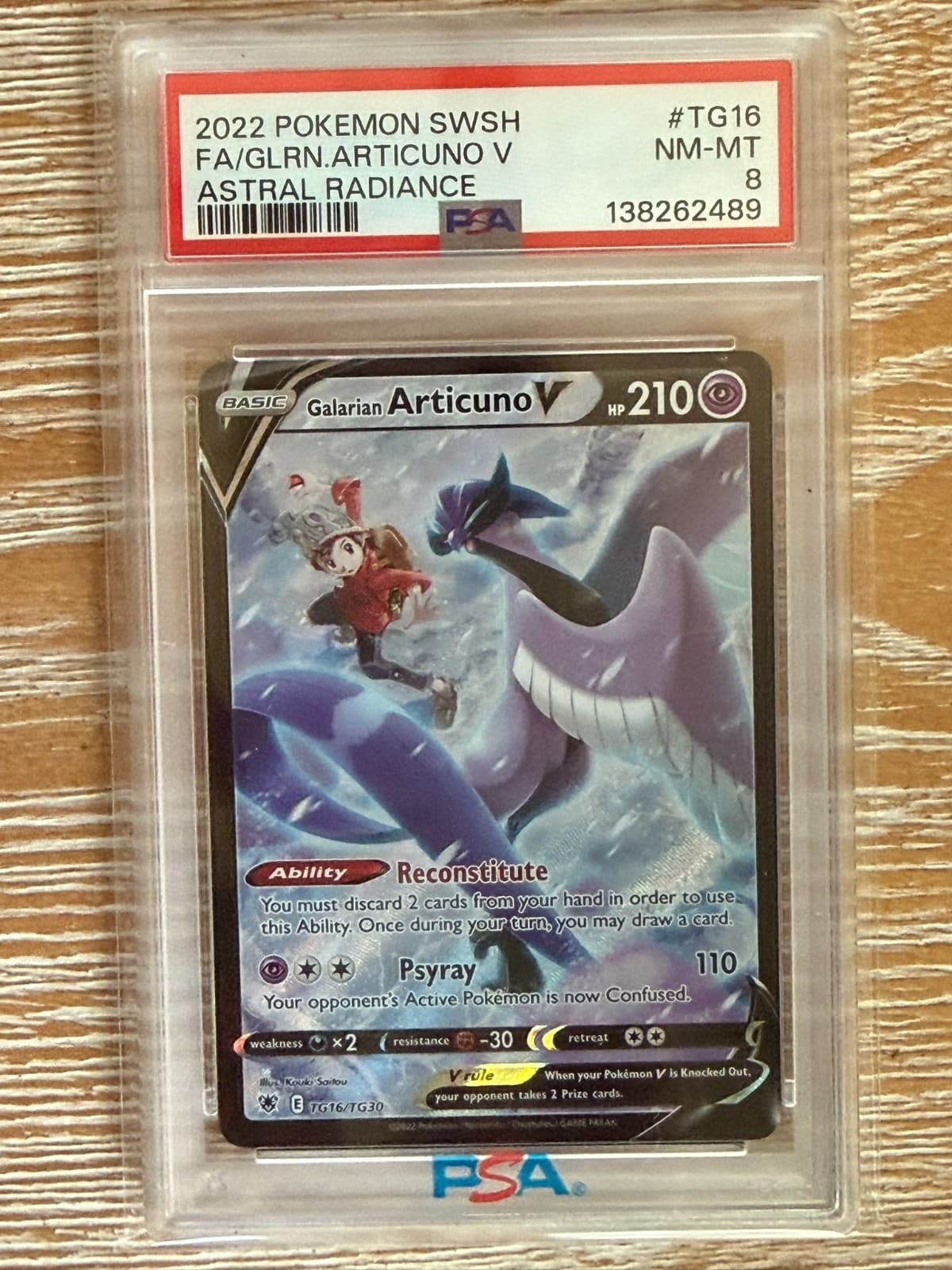 2022 Pokemon Astral Radiance # TG16 Full Art Galarian Articuno V PSA 8