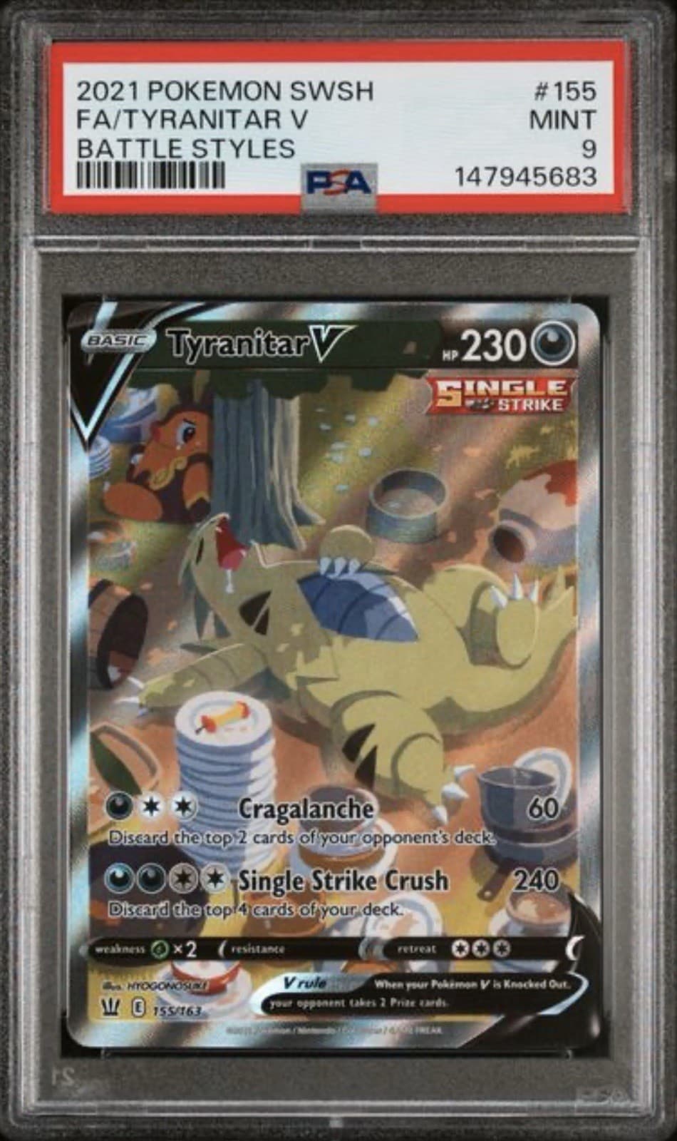 PSA 9 Tyranitar V 155/163 Battle Styles Alt Art Pokemon Card