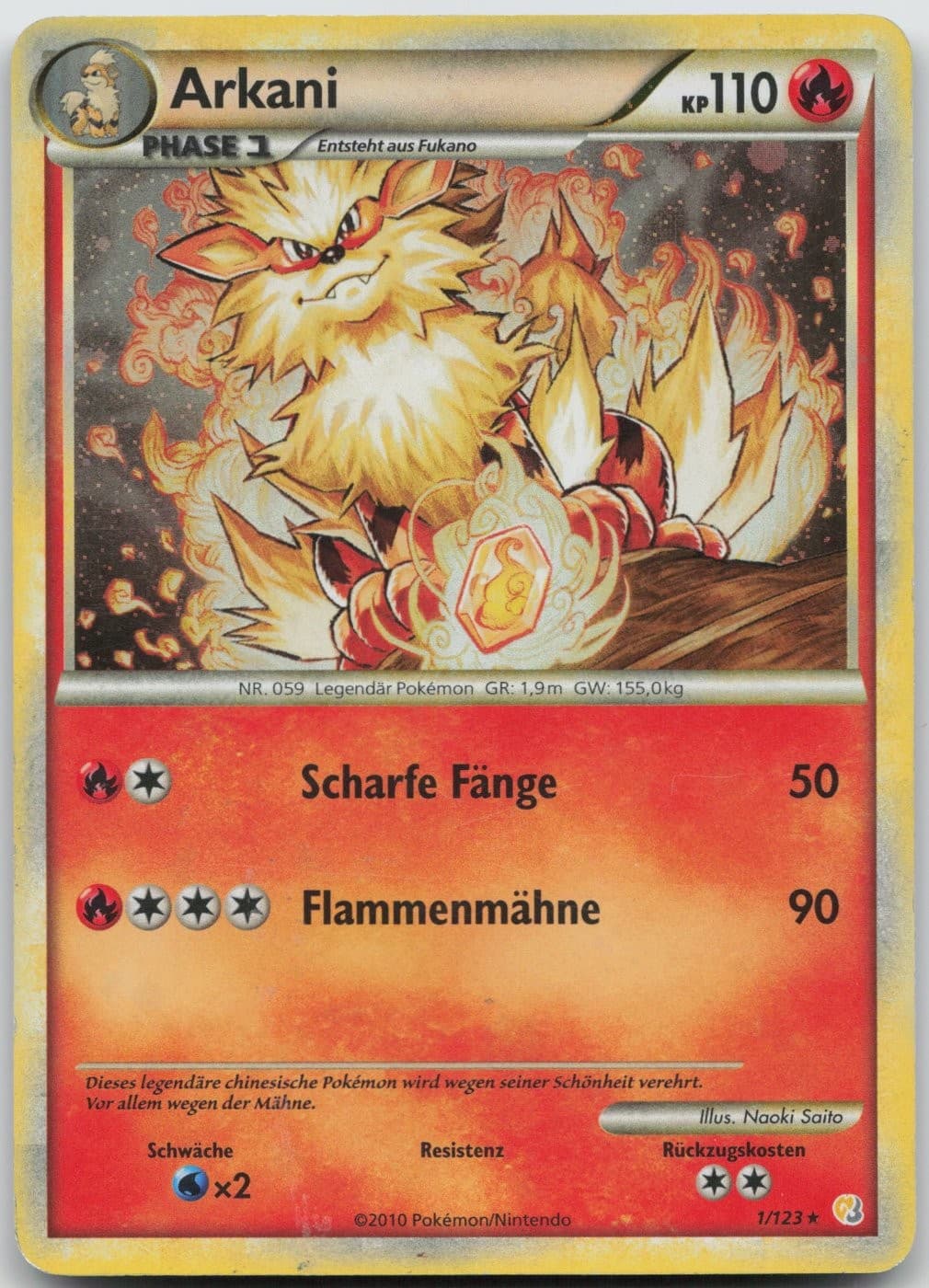 Arkani - Holo - HeartGold & SoulSilver - 1/123 - Pokemon Karte - Deutsch
