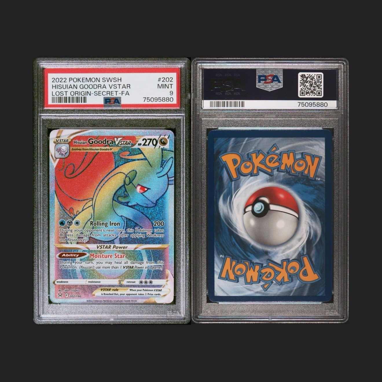 Pokemon TCG Hisuian Goodra VSTAR 202/196 Lost Origin Secret Holo PSA 9