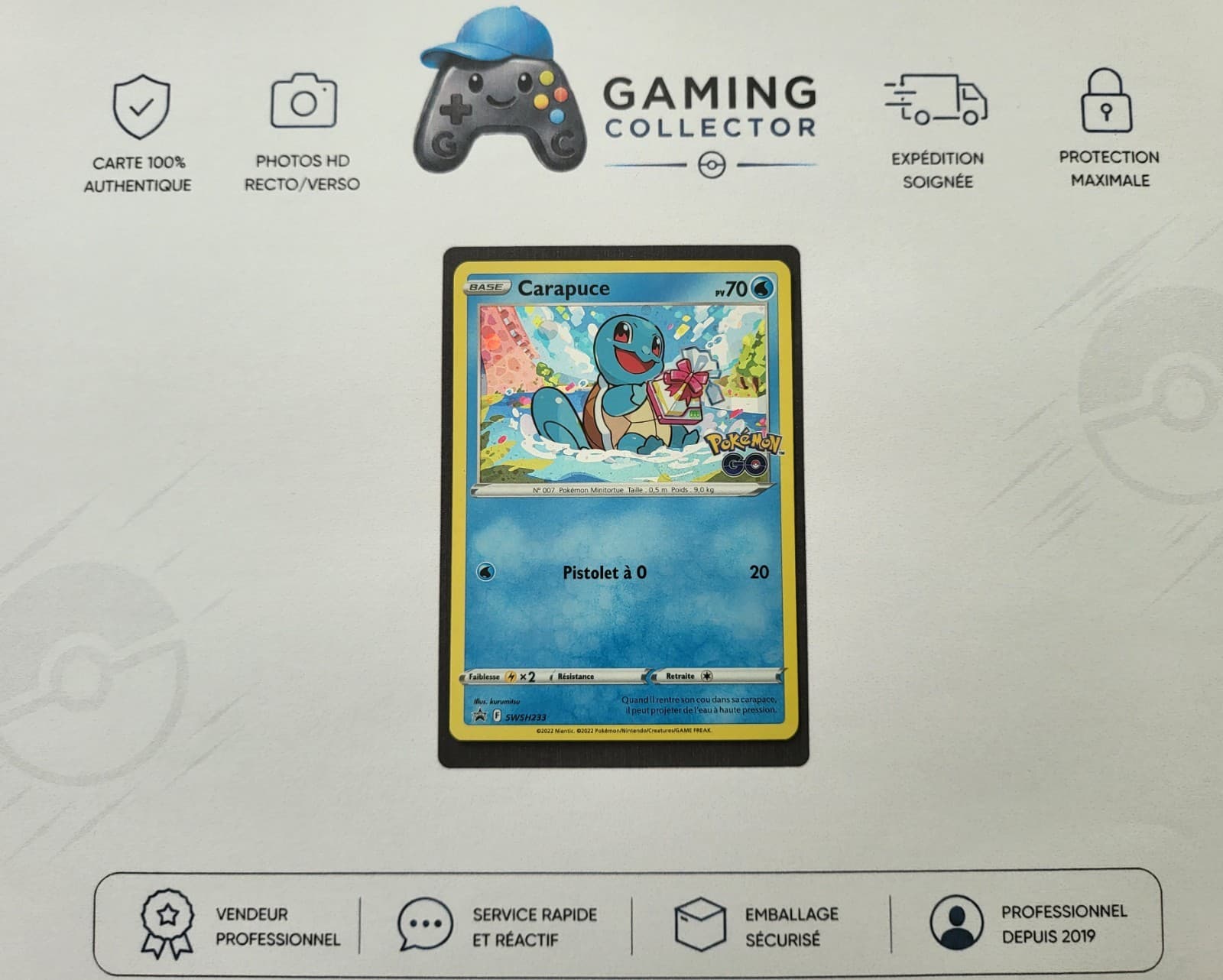 Carte Pokemon TCG VF :Carapuce Promo Swsh233
