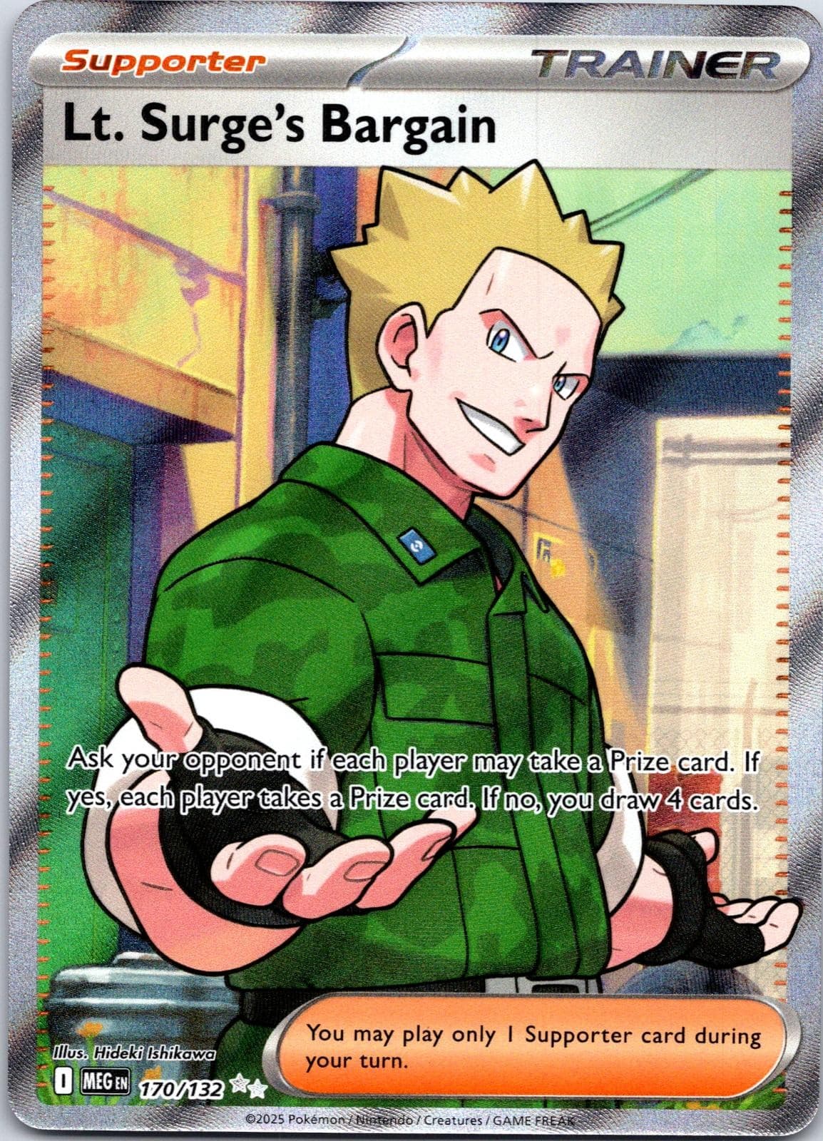 Lt. Surge's Bargain 170/132 Ultra Rare Mega Evolution Pokemon Holo Near Mint