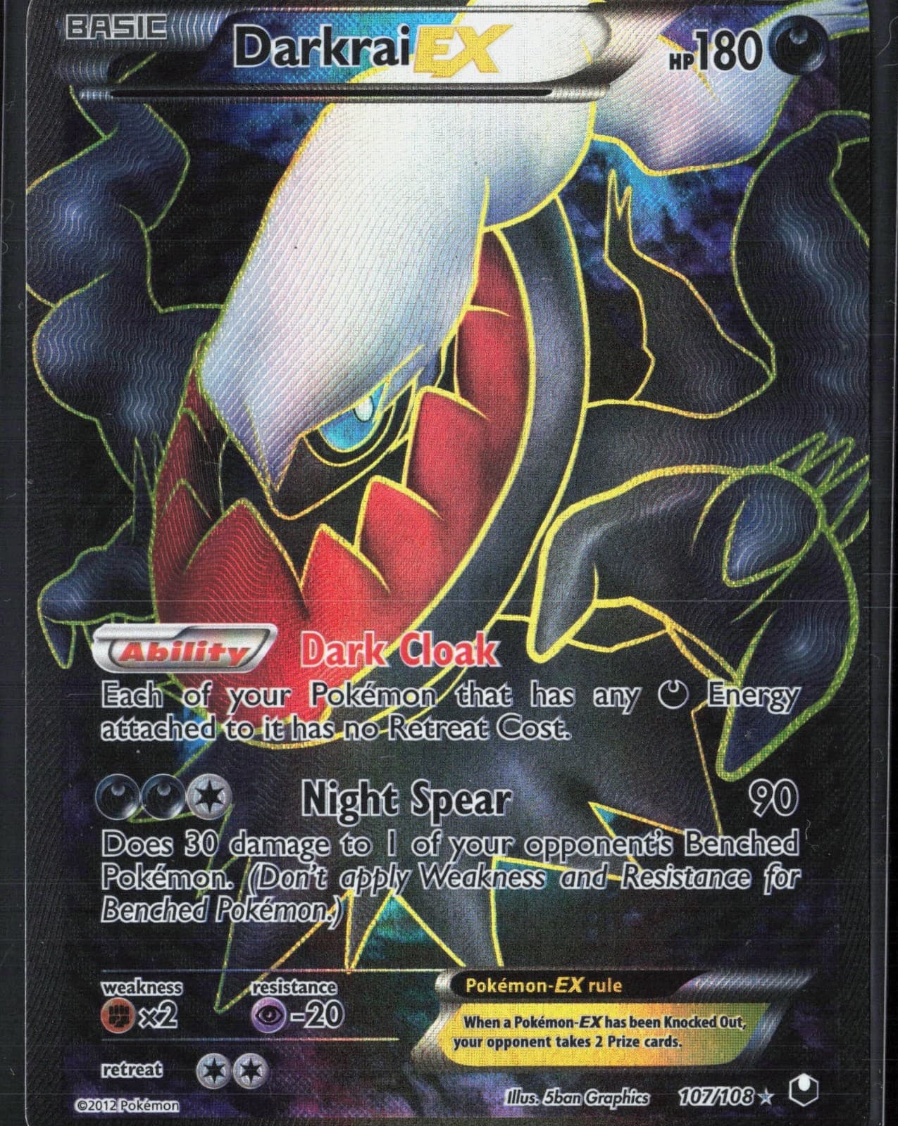Darkrai EX 107/108 Black & White Dark Explorers 2012 Full Art Holo Pokémon Card