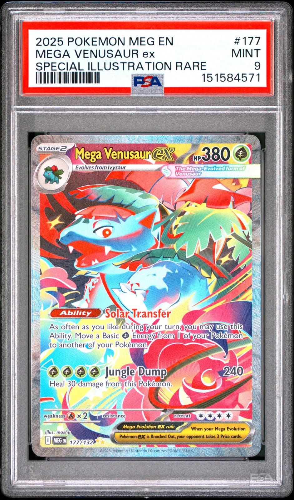 2025 POKEMON MEGA EVOLUTION MEGA VENUSAUR EX #177/132 SIR HOLO PSA 9
