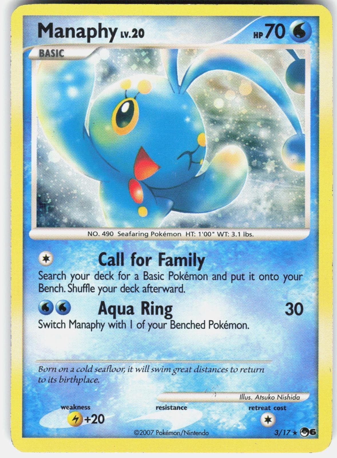 Manaphy 3/17 Rare POP Series 6 Pokemon Holo Lightly Played