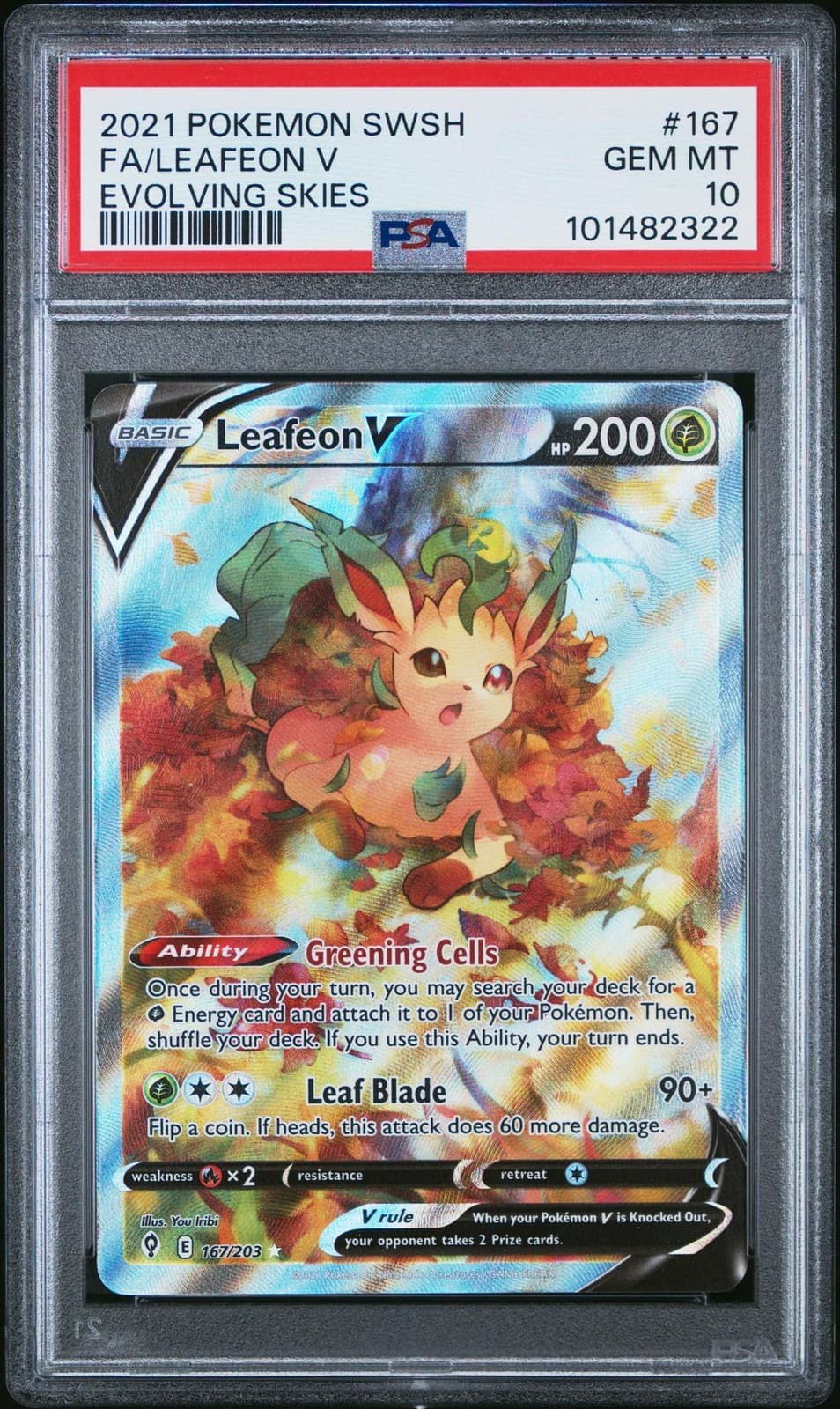 Pokemon Evolving Skies Leafeon V 167/203 PSA 10 GEM MINT