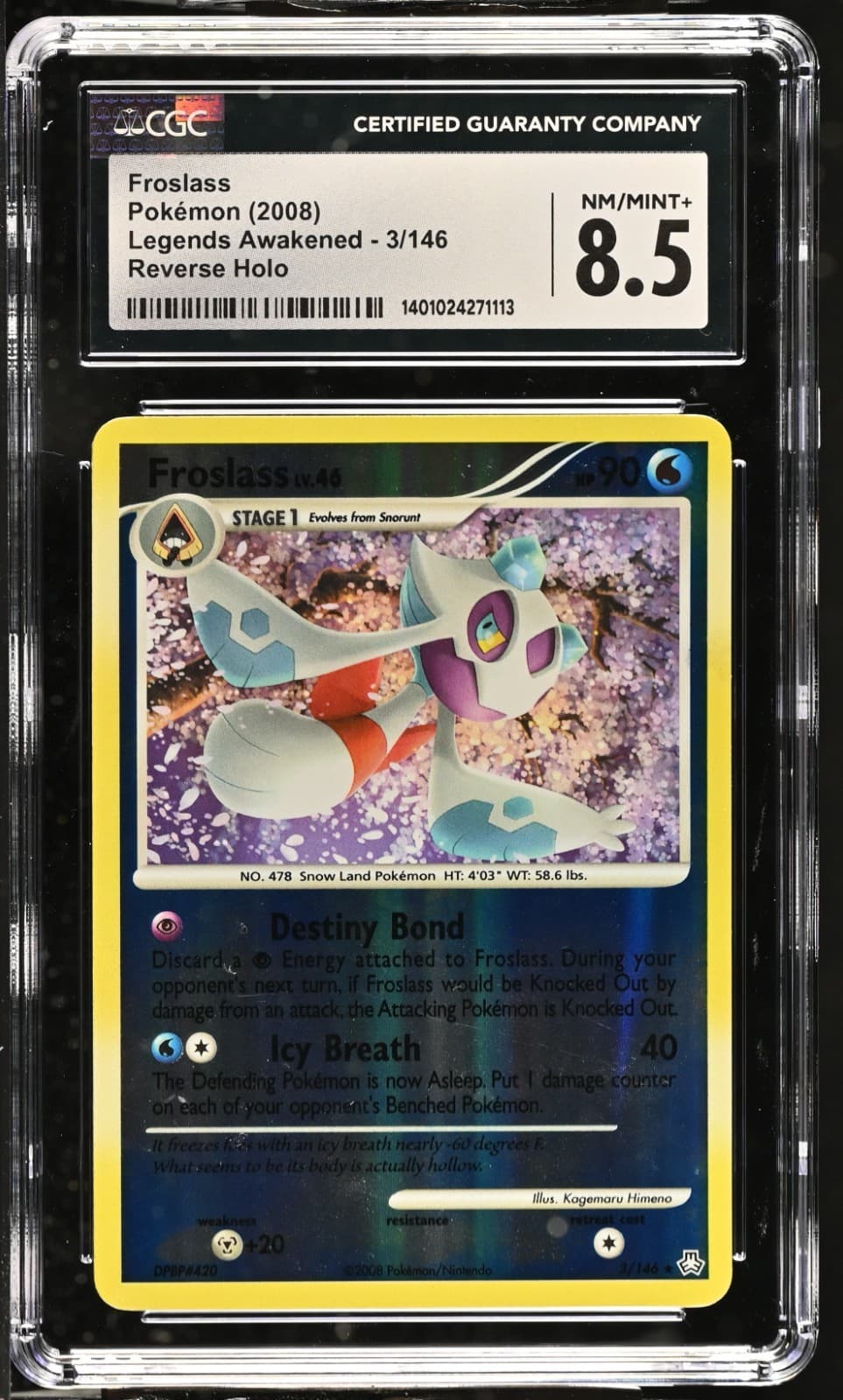*POP 16* CGC 8.5 Froslass Reverse Holo Legends Awakened 3/146 Pokemon 2008