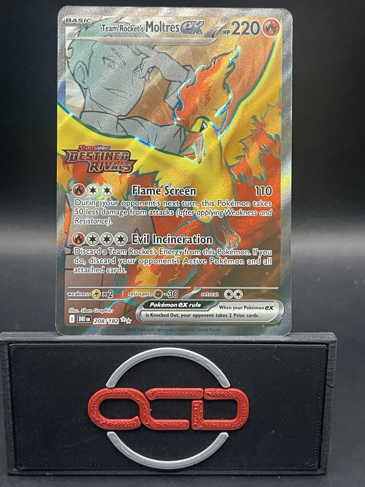 Pokemon Destined Rivals, Team rocket's Moltres EX #208 Full Art (NM)