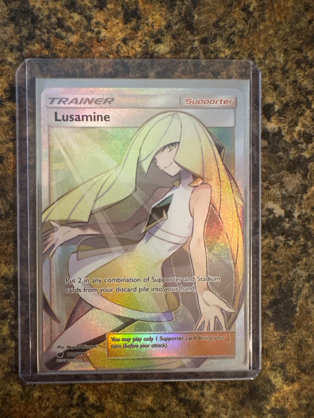 Pokemon TCG Lusamine 110/111 SM Crimson Invasion Full Art Holo NM