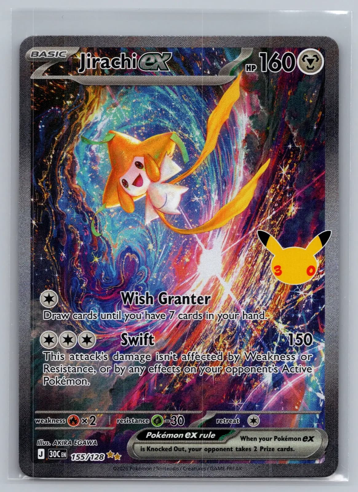 Jirachi ex 155/128 SAR Special Illustration Rare 30th Celebration Pokemon TCG