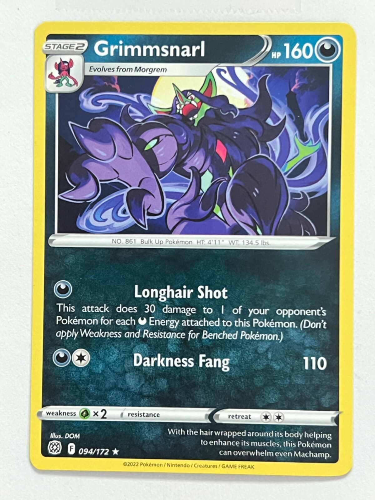 Grimmsnarl 094/172 Non Holo Rare Brilliant Stars Pokemon Pack Fresh Near Mint NM