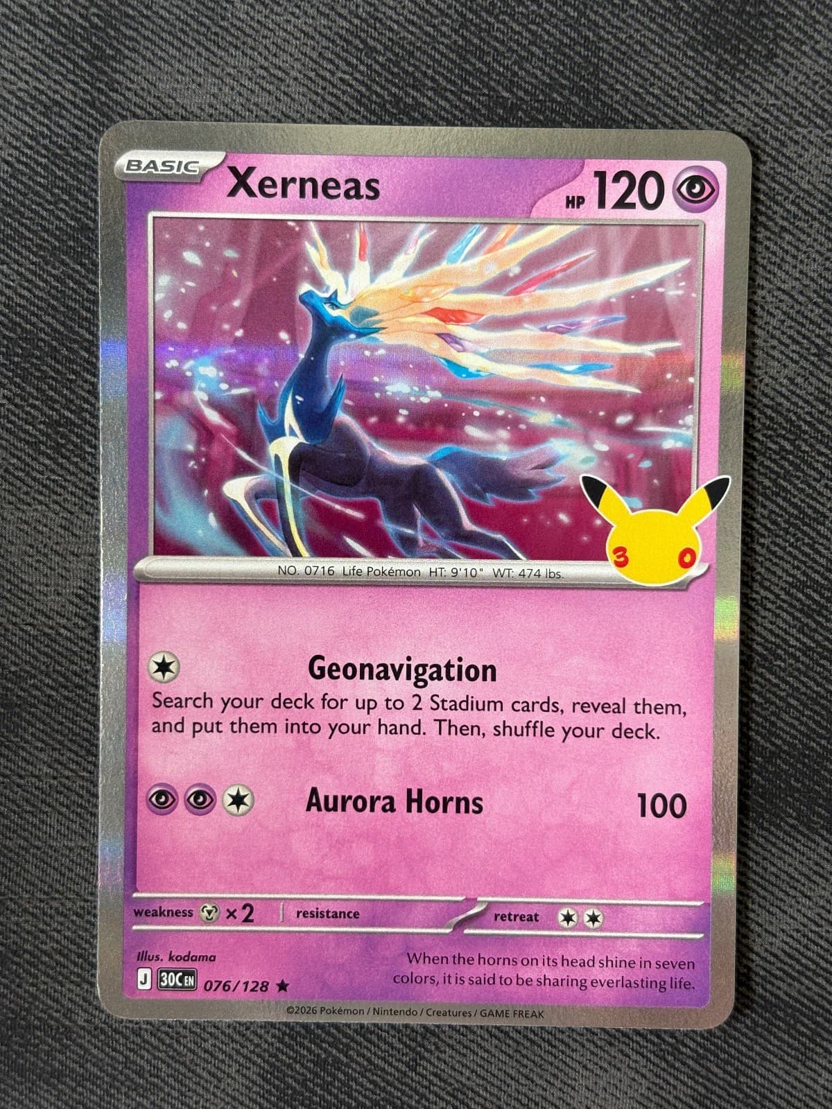 Xerneas 076/128 ME: 30th Celebration Pokemon Holo Near Mint