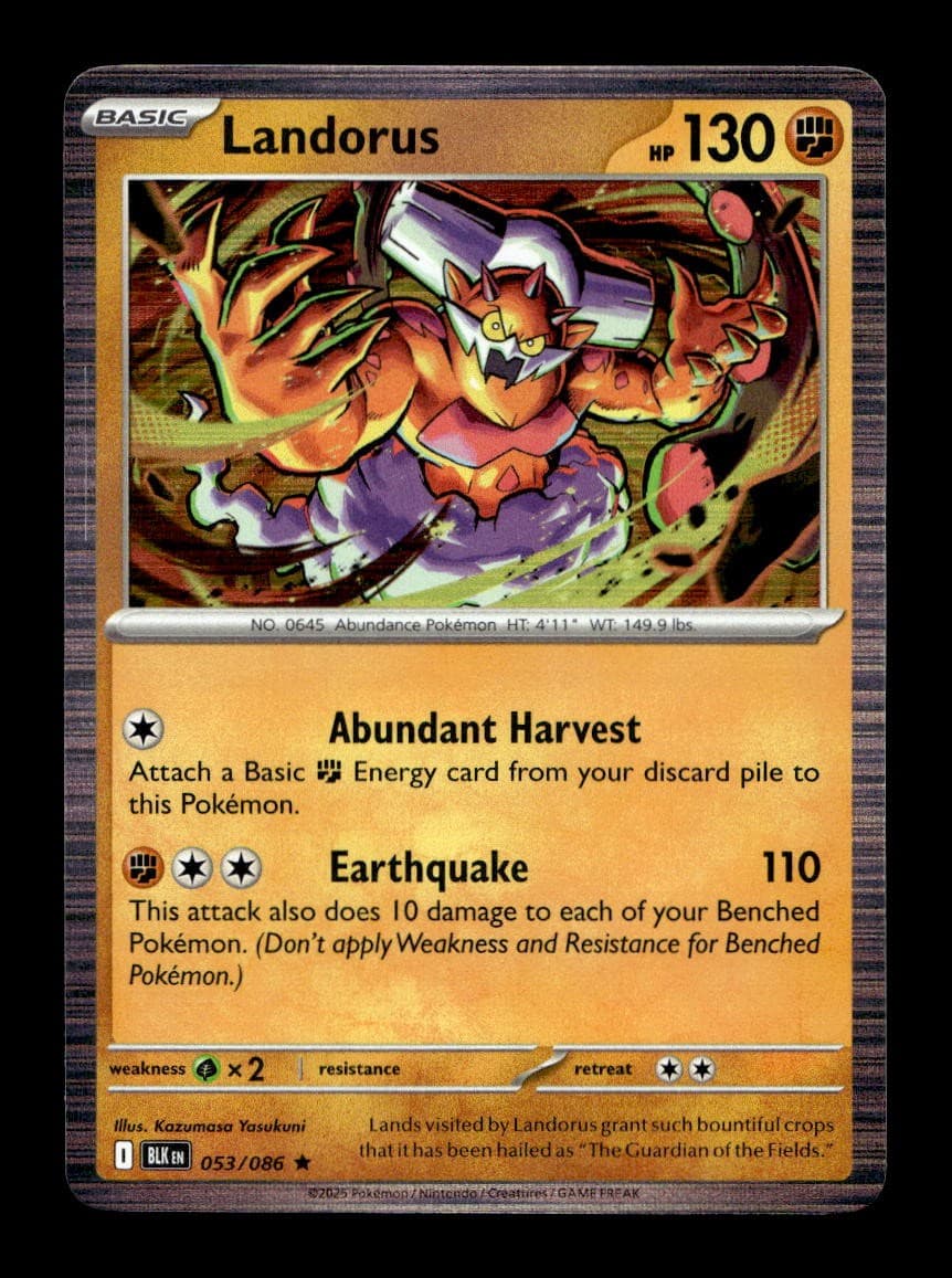 Landorus 053/086 Holo Rare Black Bolt Pokemon Near Mint