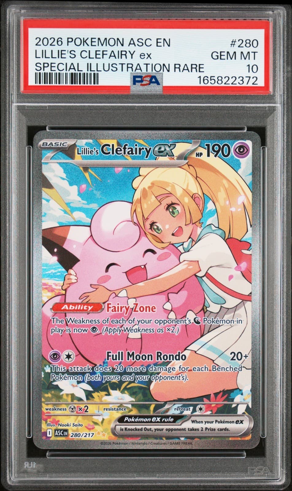 2026 POKEMON ASC SPECIAL ILLUSTRATION RARE #280 LILLIE'S CLEFAIRY EX PSA 10