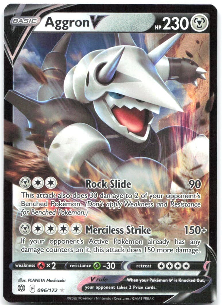Aggron V 096/172 Pokemon SWSH09: Brilliant Stars Holo Ultra Rare NM