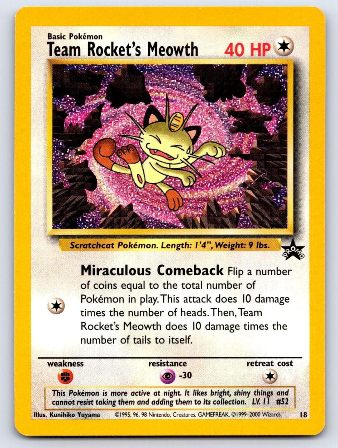 Team Rocket's Meowth 18 Wizards Black Star Promos Promo NM