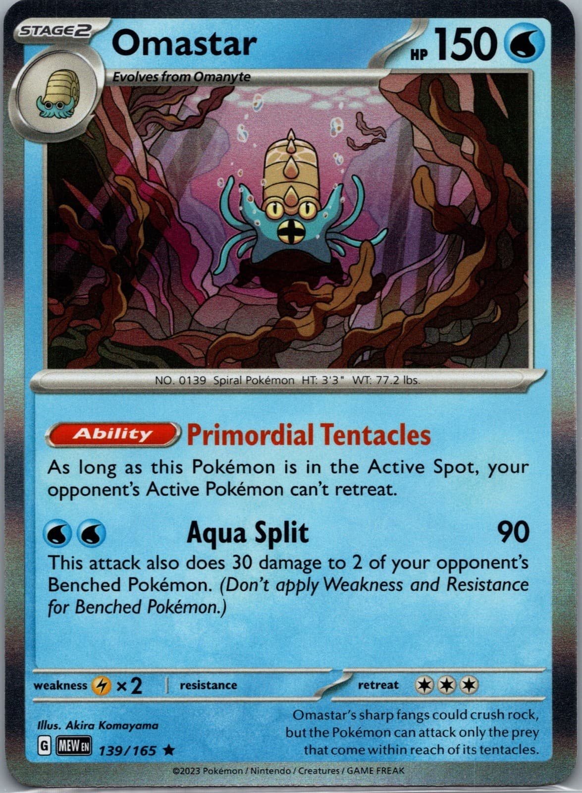 OMASTAR 139/165 RARE 151 Pokemon Holo NM 151