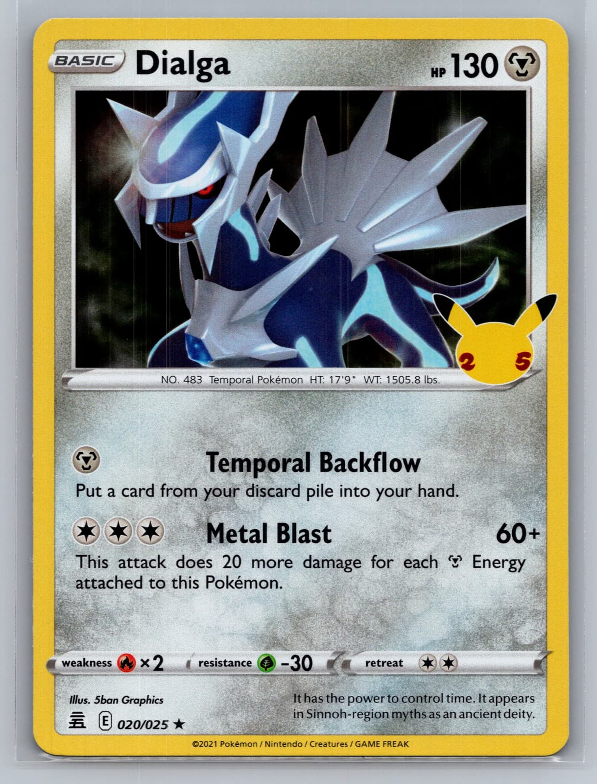 Dialga 20/25 Celebrations Holo Rare Pokemon TCG NM