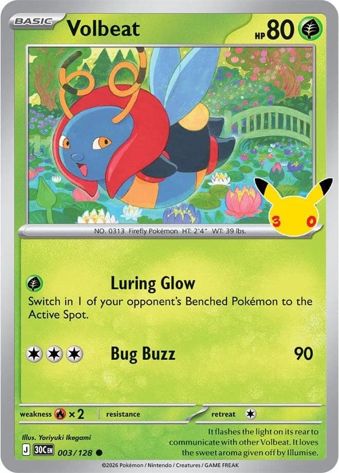 Pokemon TCG 30th Celebration Volbeat Holo #3/128