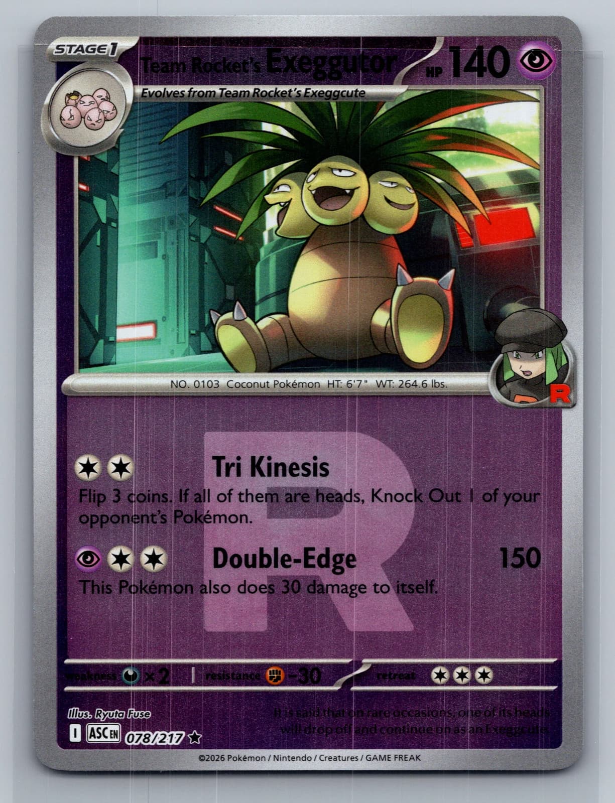 Team Rocket's Exeggutor 78/217 Ascended Heroes Holo Rare Pokemon TCG NM — photo 1 of 2