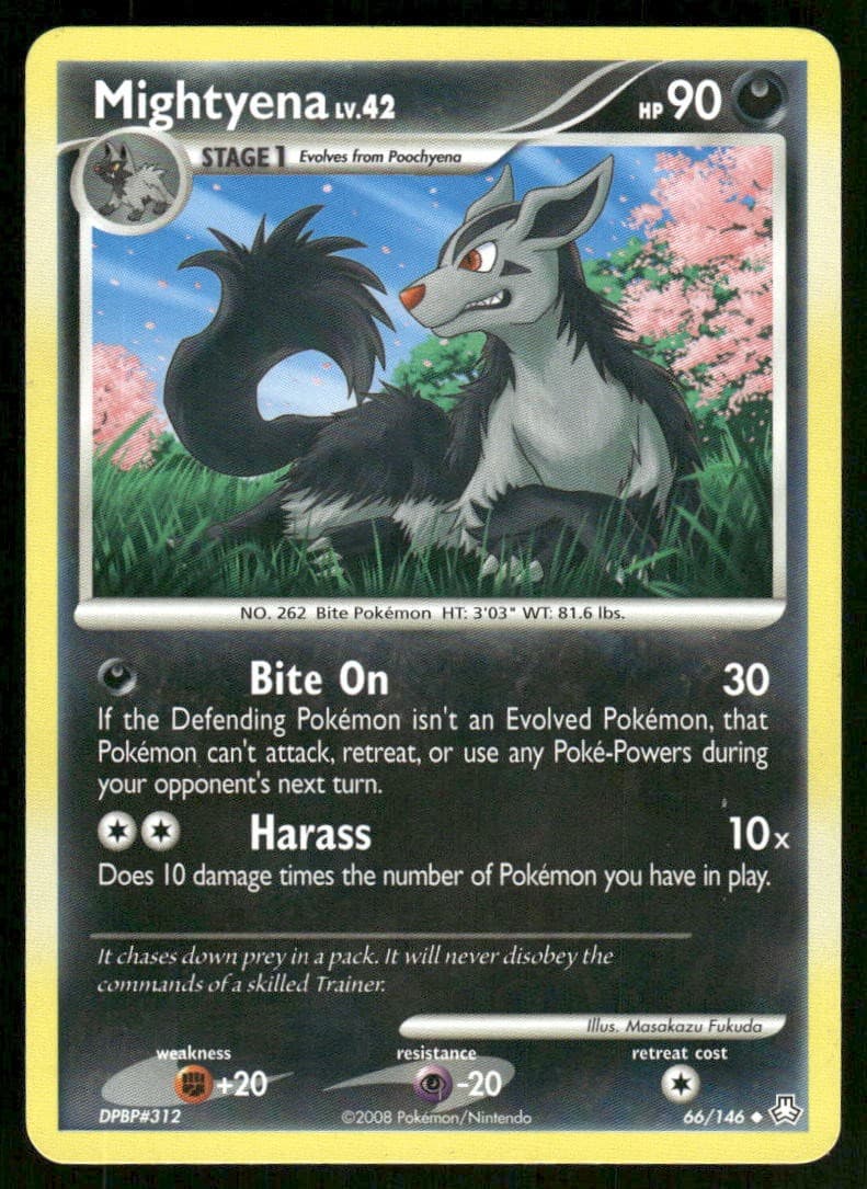 2008 Pokemon Mightyena Uncommon Legends Awakened 66/146 HP