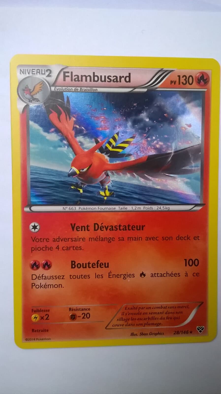 Carte Pokémon Flambusard holo 28/146 XY 1 française neuve