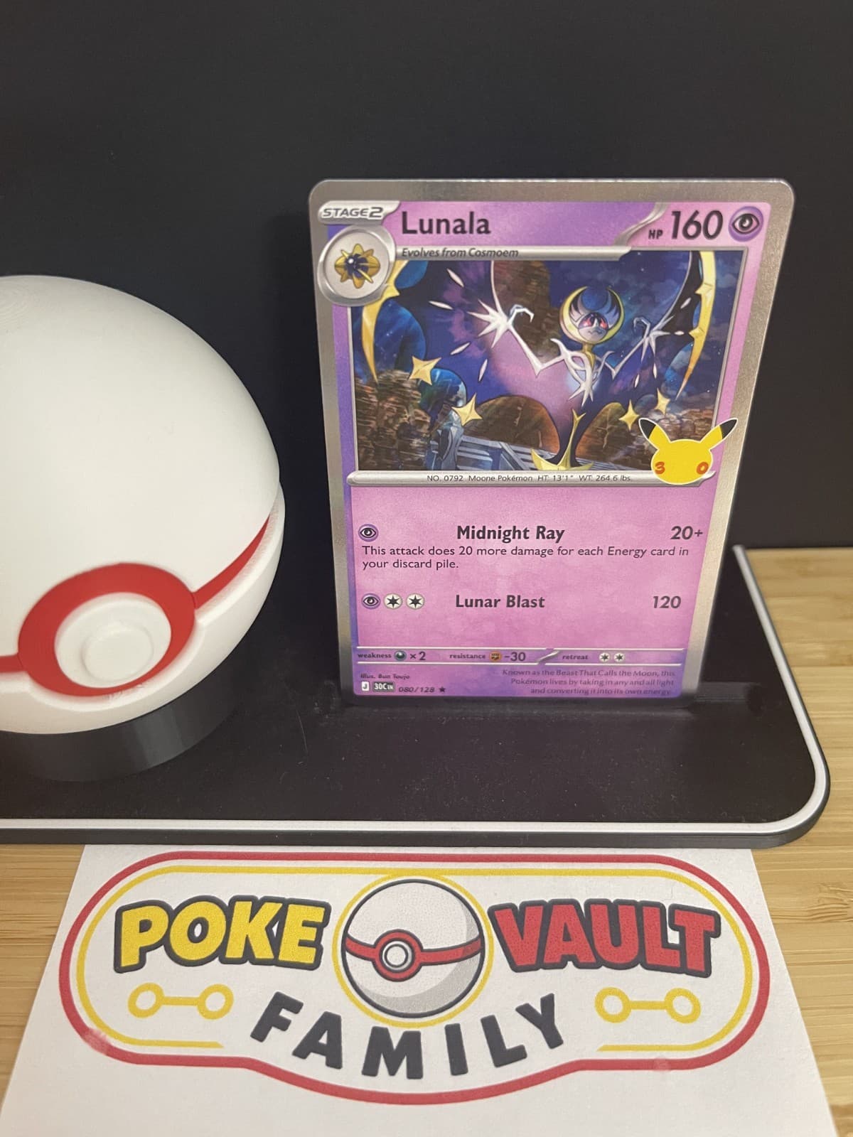 Lunala 080/128 Holo Rare Pokemon 30th Anniversary Celebration NM (2)